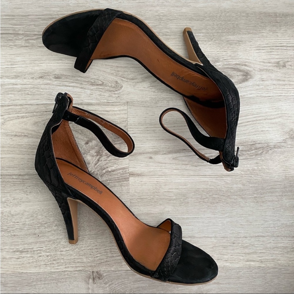 Jeffrey Campbell Burke Heel in Black Matte Snake